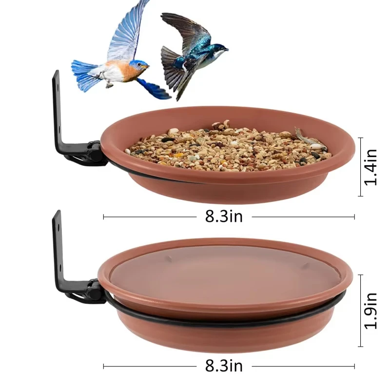 Wall Hanging Bird Feeder Bowl Tree Mounted Bird Bath Spa Include 2 Trays Metal Rings and Screws bird feeder