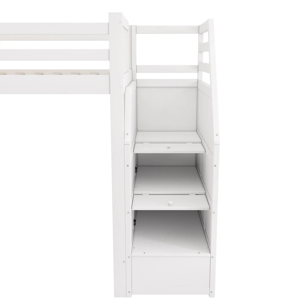 Etagenbett 90 x 200 cm – Sicherheitsbett für Kleinkinder mit Rutsche, abnehmbarem Zaun und optionaler Schienenposition, Stauraum, keine Matratze – Detail 13