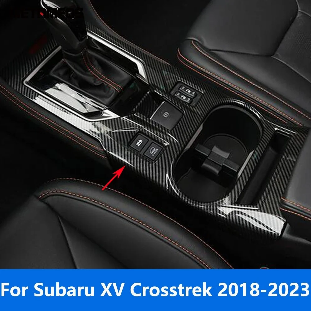 

Car Accessories For Subaru XV Crosstrek Hybrid 2018-2022 2023 Interior Carbon Fiber Gear Shift Box Cover Trim Water Cup Holder