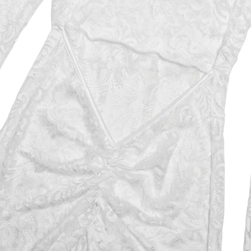 Sexy Lace Patchwork Backless Bodycon Party Club Evening Dress Women Elegant Autumn/Winter Long Sleeved Slim Vestido 2025