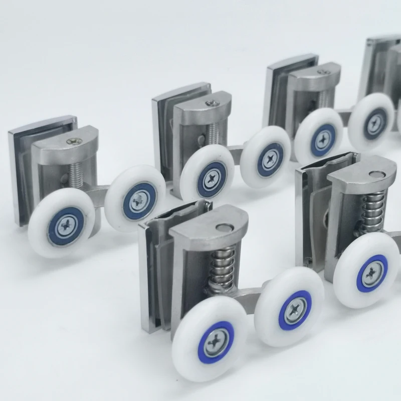 304 스테인레스 스틸 소재 샤워 도어 롤러 풀리, 욕실 슬라이딩 도어 레일 롤러 휠, 게이트 화이트 나일론 롤러, 4 개