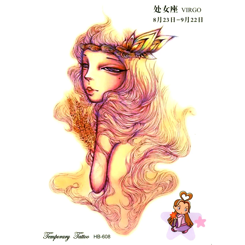 12 griechisch-römische Tierkreiszeichen, wasserfester temporärer Tattoo-Aufkleber, Flash-Tattoo, Tatouage Temporaire, Henna-Tattoos, 3D-Aufkleber – Detail 8