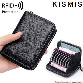 Portafoglio porta carte di credito con blocco RFID in vera pelle: elegante design a fisarmonica con 12 scomparti per carte e 2 tasche portamonete 1