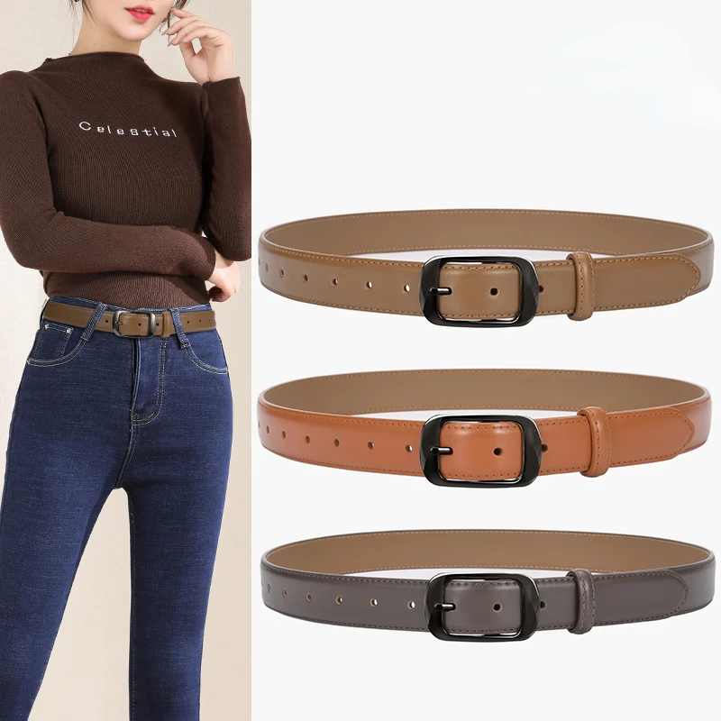 

Wholesale of Women's Belts Simple and Versatile Decorative Jeans with Black Needle Button Button Head Korean Fashion Belt