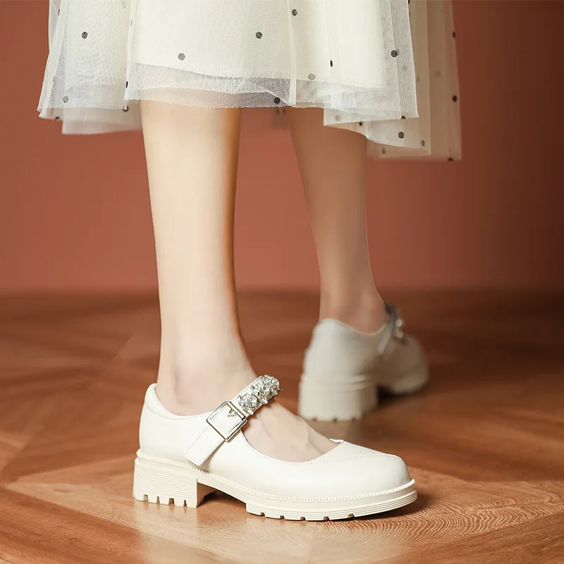 Туфли-оксфорды женские из натуральной воловьей кожи с круглым носком на толстом