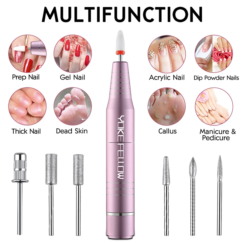 Electric Nail Drill Electric Nail Grinder 30000RPM USB Nail Drill Machine Acrylic Nail Gel Polish