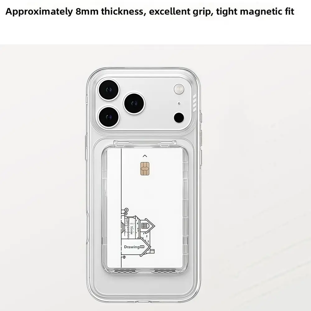 MagSafe 카드 슬리브 투명 충격 방지 2 카드 슬롯 마그네틱 스탠드 카드 홀더 초슬림 아이폰 17/16/15/14/13/12 호환