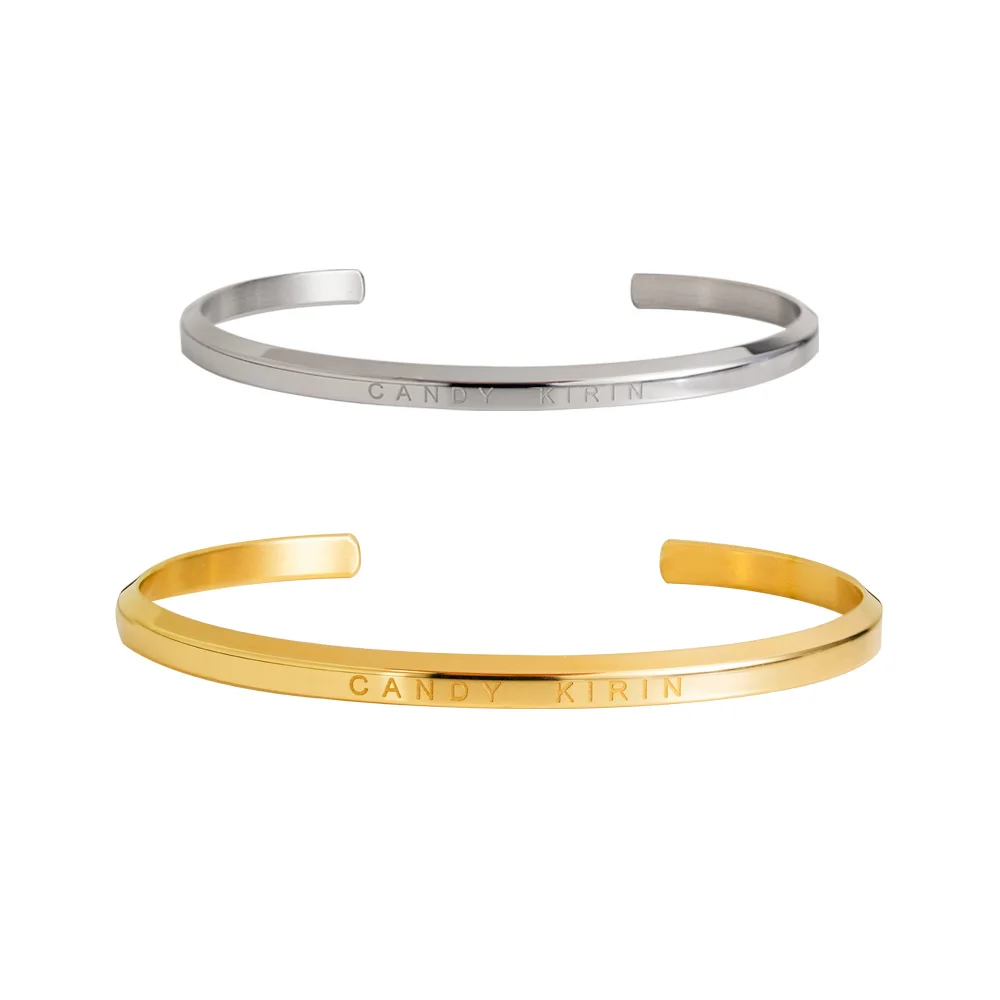 Simple and fashionable stainless steel C-shaped open bracelet with rose gold color plated couple DW men's bracelet 4