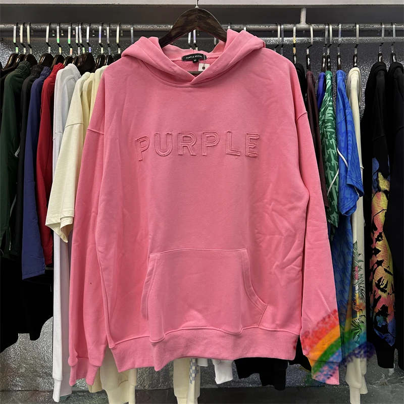 

Pink PURPLE Sticker Embroidery Hoodie For Men Women Casual Pullover