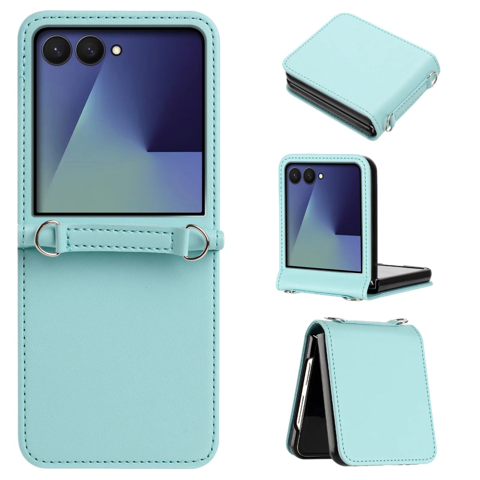 Slim Leather Phone Case with Kickstand and Shockproof Design - Solid Color Skin Feel