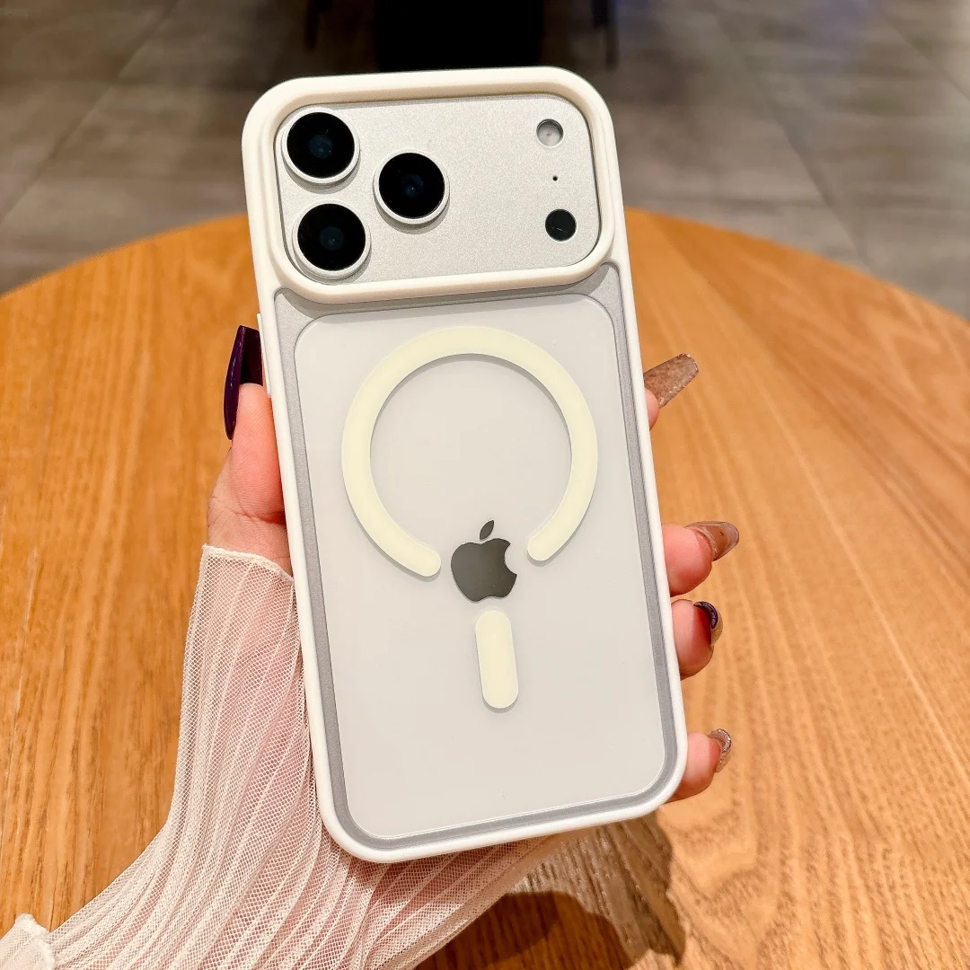 Luxury Magnetic Colorful Border Clear Case For iPhone 17 Air 16E 15 14 Plus11 12 13 17 Pro Max For Magsafe Wireless Charge Cover