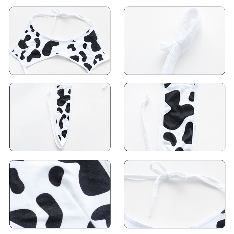 Women Swimsuit One Piece Swimsuit Cow Maid Cosplay Bikini Lingerie Bodysuit