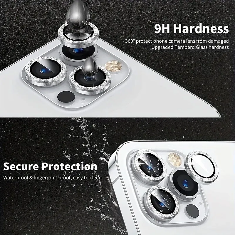 Diamond Metal Glass Camera Lens Protector for IPhone 15 Pro/15 Pro Max IPhone Camera Protector 3PCS/Set Lens Protection Glass