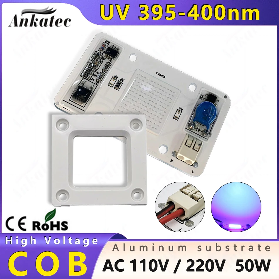 Hot UV 395nm 50w LED High Power Integrated COB Light Source Chip Lamp AC 110V 220V High Power No Driver Required No Soldering