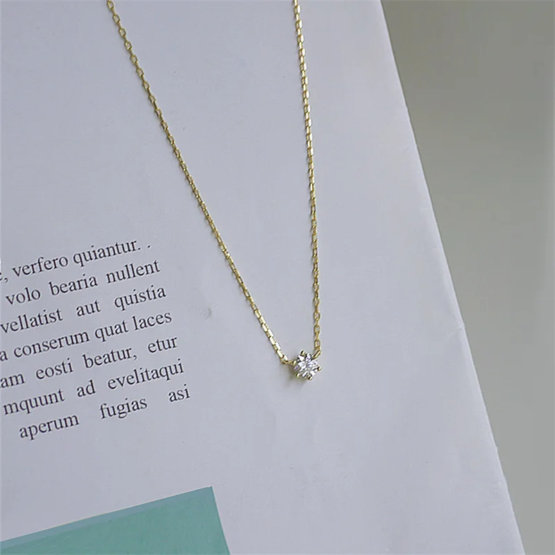 18k Gold-Plated Sterling Silver Necklace with Shimmering Zircon Pendant