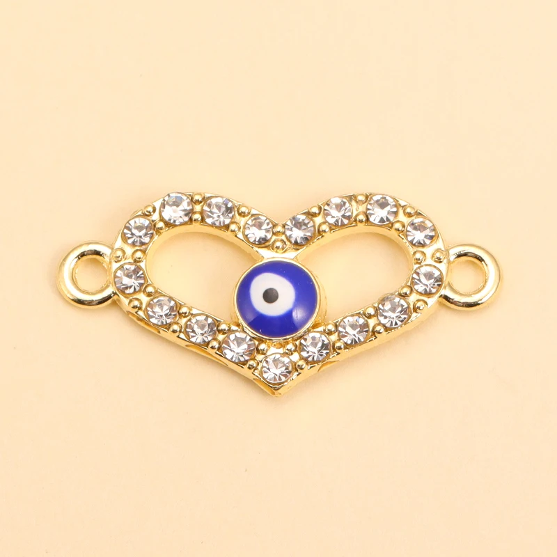 10 Stücke Mix Kristall Türkische Blaue Bösen blick Charms Vergoldet Zirkon Anhänger Stecker Für Halskette Armband DIY Schmuck Accessori – Detail 9