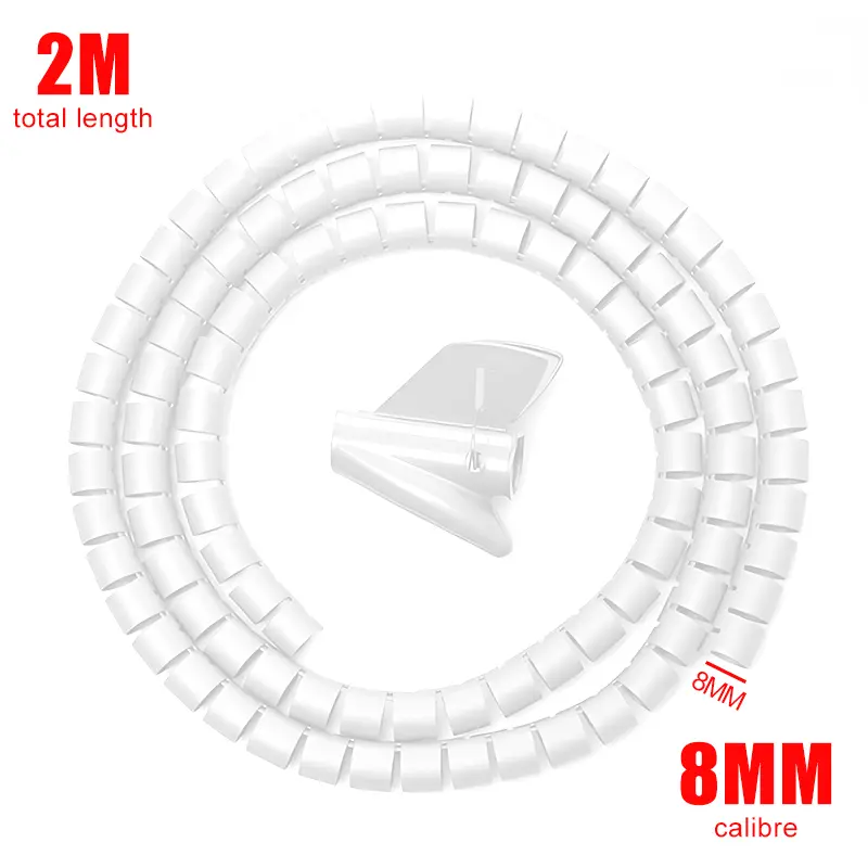 Black Cable Wire Protector Cable Organizer Management Pipe Flexible Wire Wrap Line Coiled Tube Office Cord Sleeve Cover 2M - Image 14