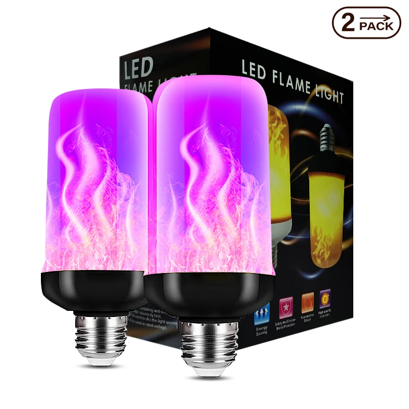 E27 12W LED Flame Effect Light Bulb Purple Blue Yellow Fire Simulation for Party KTV Festival Garden Home Decor Outdoor Lighting