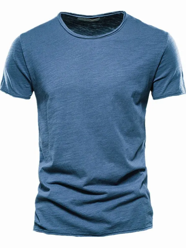 Summer New Men's Pure Color Bamboo Rayon V-Ne ort Sve T-irt Pure Cotton Upper Body Cross-Border Faion Top