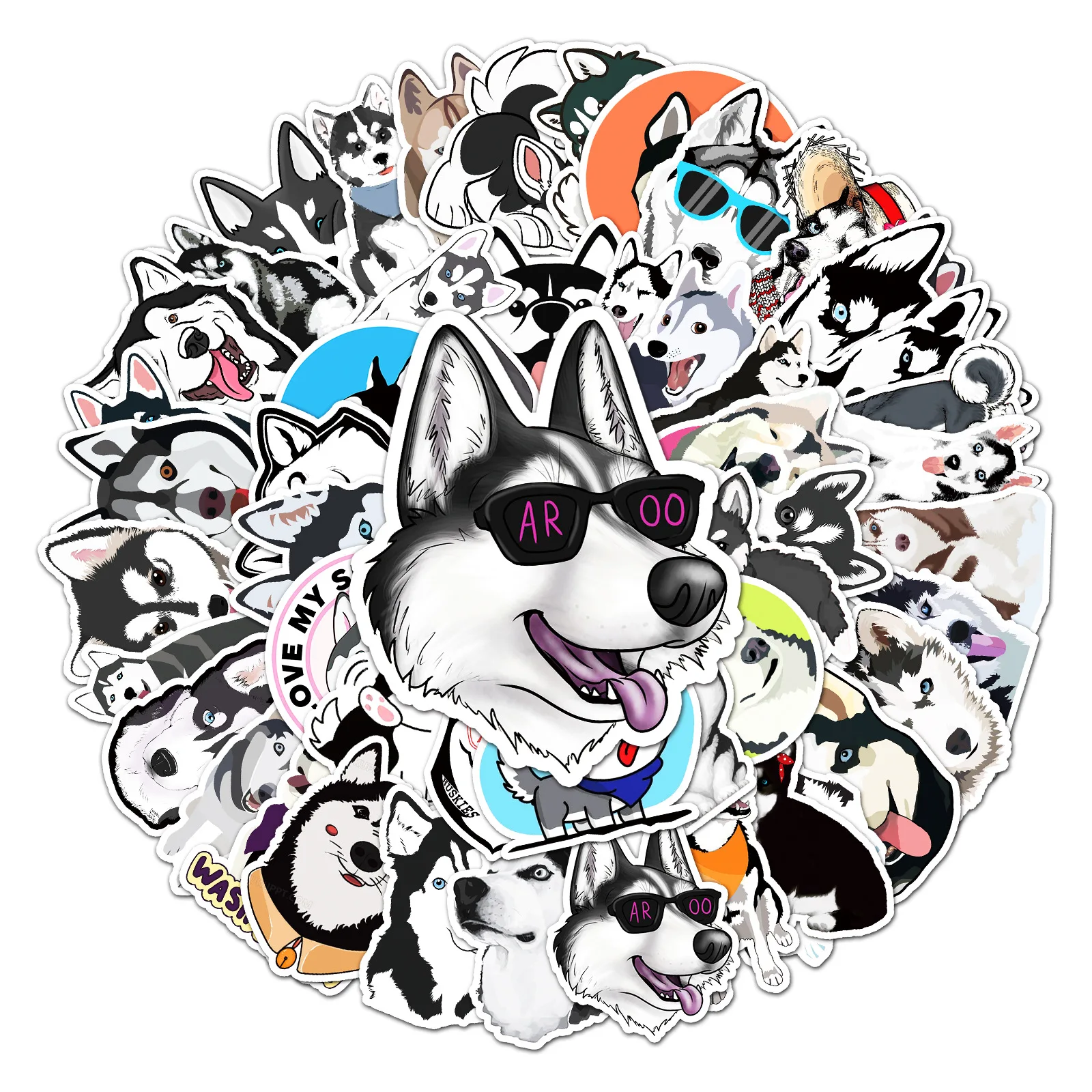 

Stickers Cartoon Husky Aesthetic Children's Sticker Pack Stationery Cool Gadgets Decals Laptop Car Planner Guitar Skate Bicycle