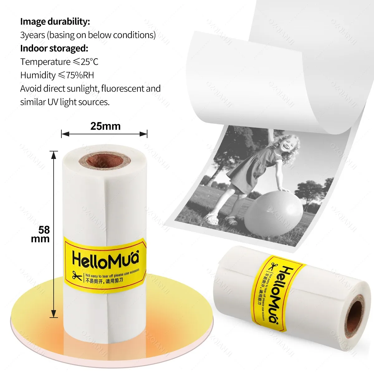57mm 투명 스티커 사진 용지 미니 휴대용 무선 영수증 프린터 HD 인쇄용 투명 자체 접착 열전사 용지