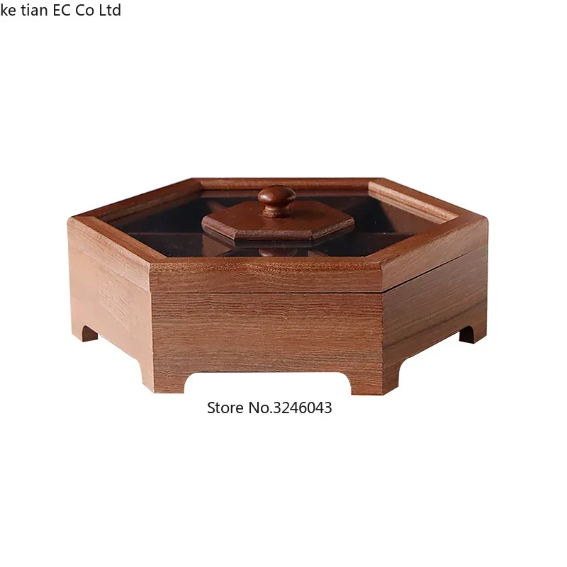 European creative solid wood candy box with lid dry fruit snack box home wooden nuts melon storage wedding gift