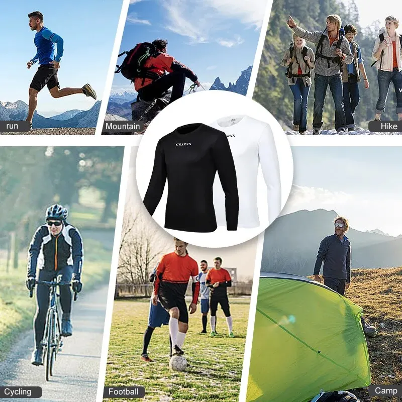 GRSRXX Winter Cycling Base Layer Long Sleeve Warm Bike Underwear Fleece Bike Shirt for Keep Warm Bicycle Shirt for Men Women, cycling underwear