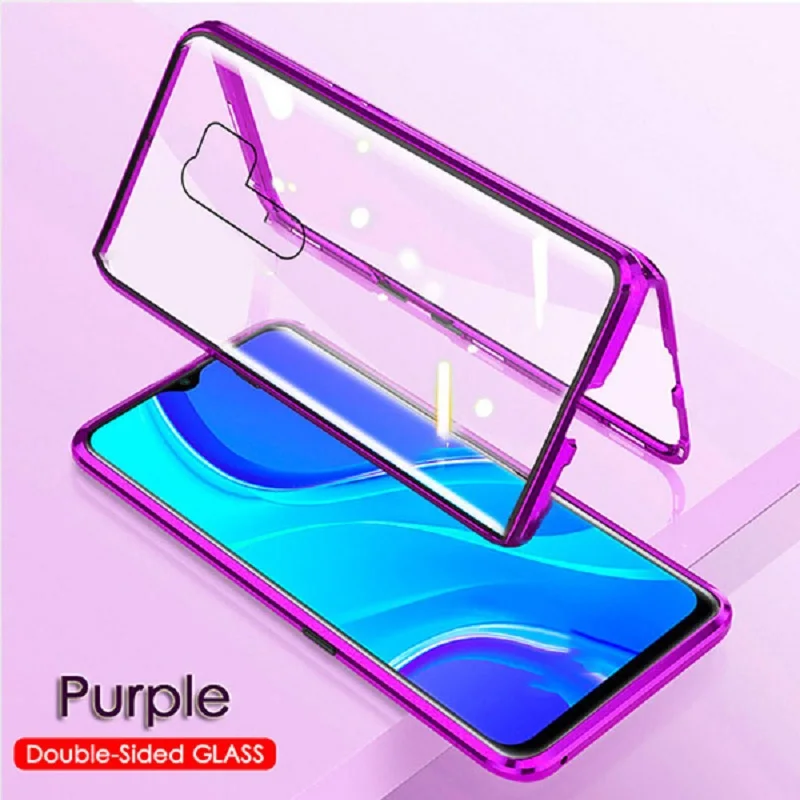 360 Magnetic Adsorption Metal Case For Xiaomi Redmi Note 12 11 11T 10 9A 9S 9T 8T 8 7 Poco M3 X3 Pro Double Sided Glass Cover iphone 12 mini cover