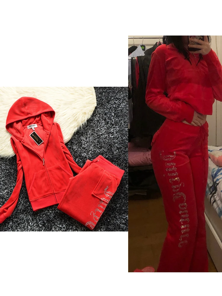 YICIYA Juicy Tracksuit Spring/Fall 2022 Women's Brand Velour Tracksuit Suit Women Velvet Zipper Sweatshirt And Pants Fat Sister