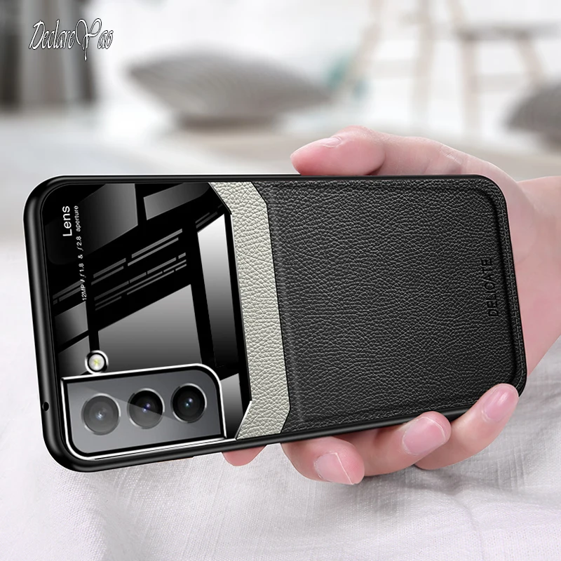 Coque S22 Ultra DECLAREYAO fine en silicone rigide en plexiglas souple pour Samsung Galaxy S20 S21 FE E S10 Plus, coque en cuir_voghion.com