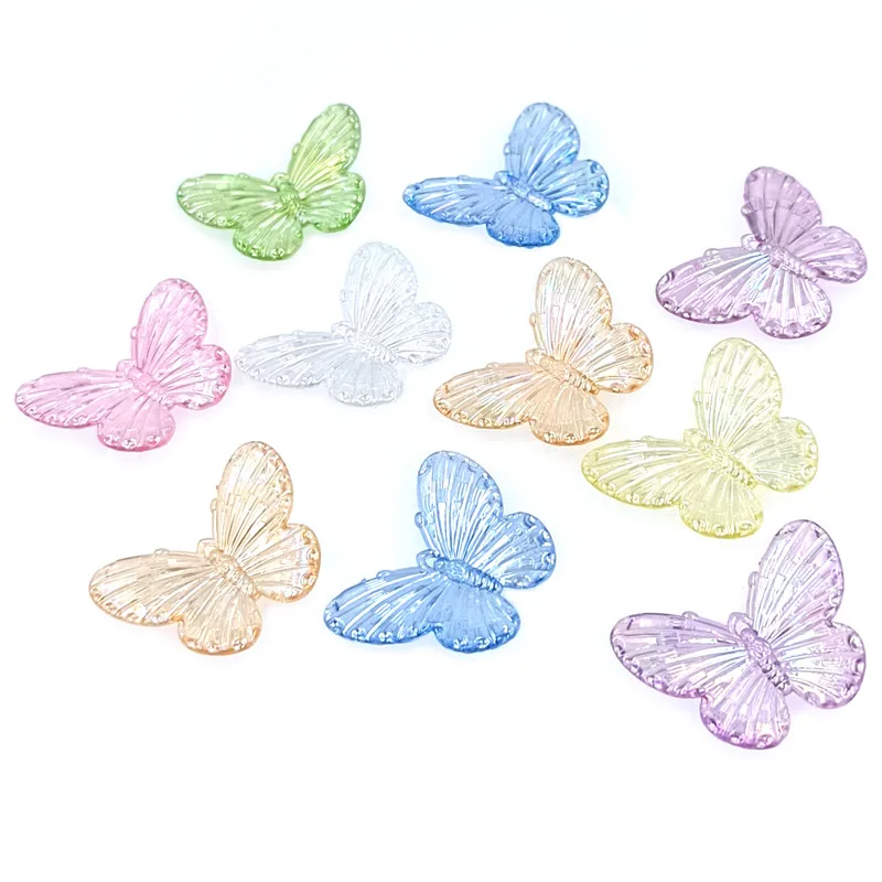 Set of 10 Large Colorful Laser Butterfly Beads for DIY Jewelry Making and Crafting