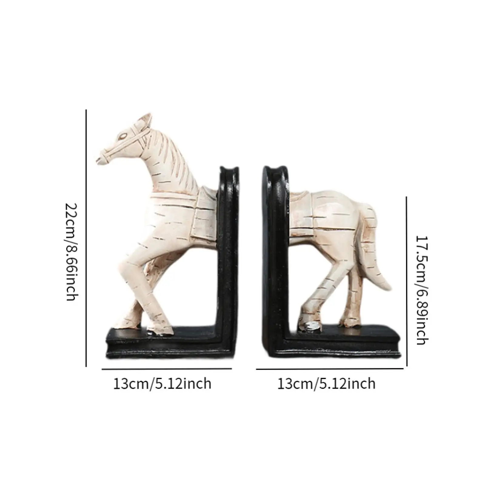 Horse Decorative Bookends Book Ends to Hold Books Anti Slip Base Horse Figurine