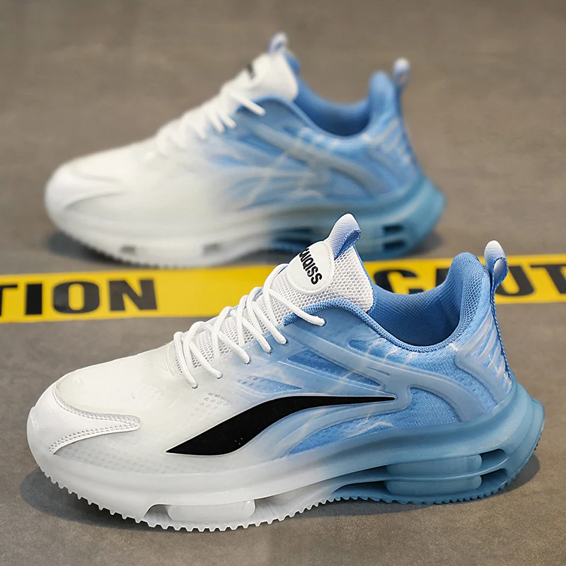 Men's Breathable Sports Shoes - Mesh Breathable Plaid Cushioning Running Shoes for Basketball, Tennis and Casual Use