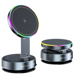 Cooling Wireless Charger Car Mount with RGB Breathing Light and Magnetic Suction Bracket (K3 360 degree)