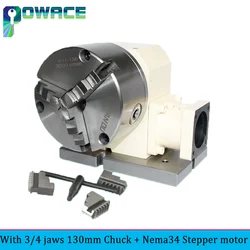 CNC Dividing Head 4th Fourth Rotary Axis For Metal Roller Cam Reducer 15:1 Bench Drills With 3 4 Jaws 130mm Chuck
