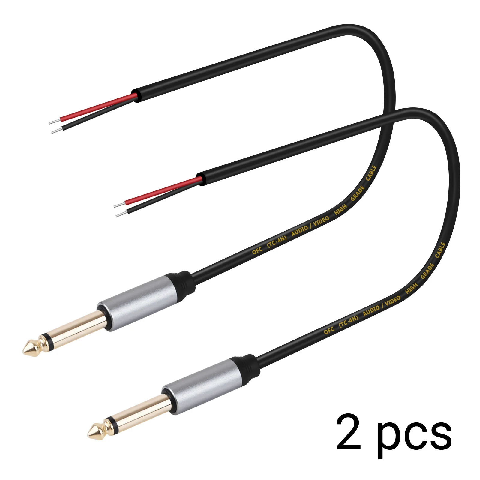 最高のHIFI 6.35mmオーディオジャック・メーカー - Rasantekaudio 1PC オーディオケーブルジャック 6.35mm(1/4インチ) ステレオ オス - 3ピン メス プラスチックコネクタ オーディオ