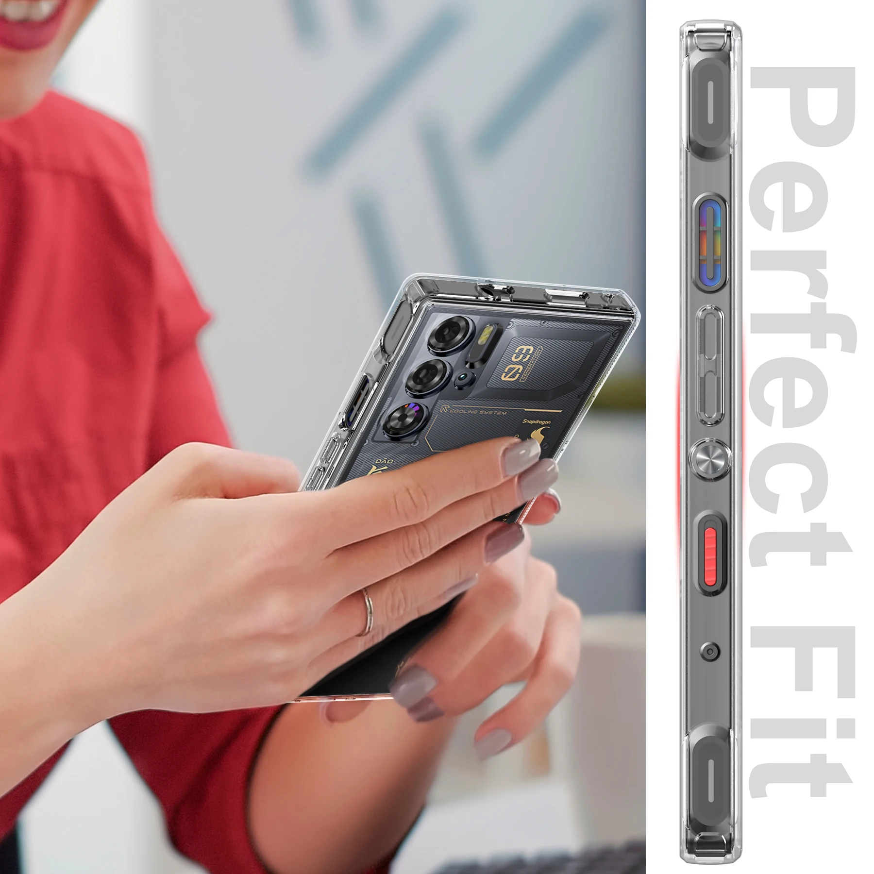 Slim Fit Clear Case for ZTE Nubia Red Magic 9 Pro/Red Magic 9 Pro+, Hard PC Back & Soft TPU Bumper Protective Shockproof Cover