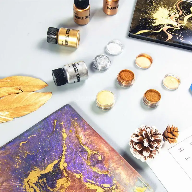 Q6PE Premium Mica Powder Pigment 4 Colors 20g Each Pigment Powder Metallic Marble Epoxy Resin Color Polish