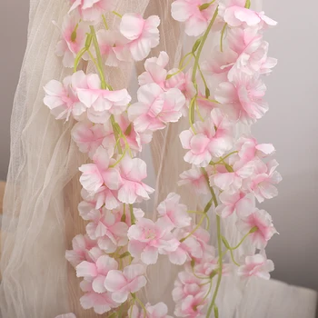 DociDaci 180CM Artificial Sakura Flowers Vine Wedding Garden Rose Arch Home Party Decoration Christmas Fake Silk Scrapbook Plant 6