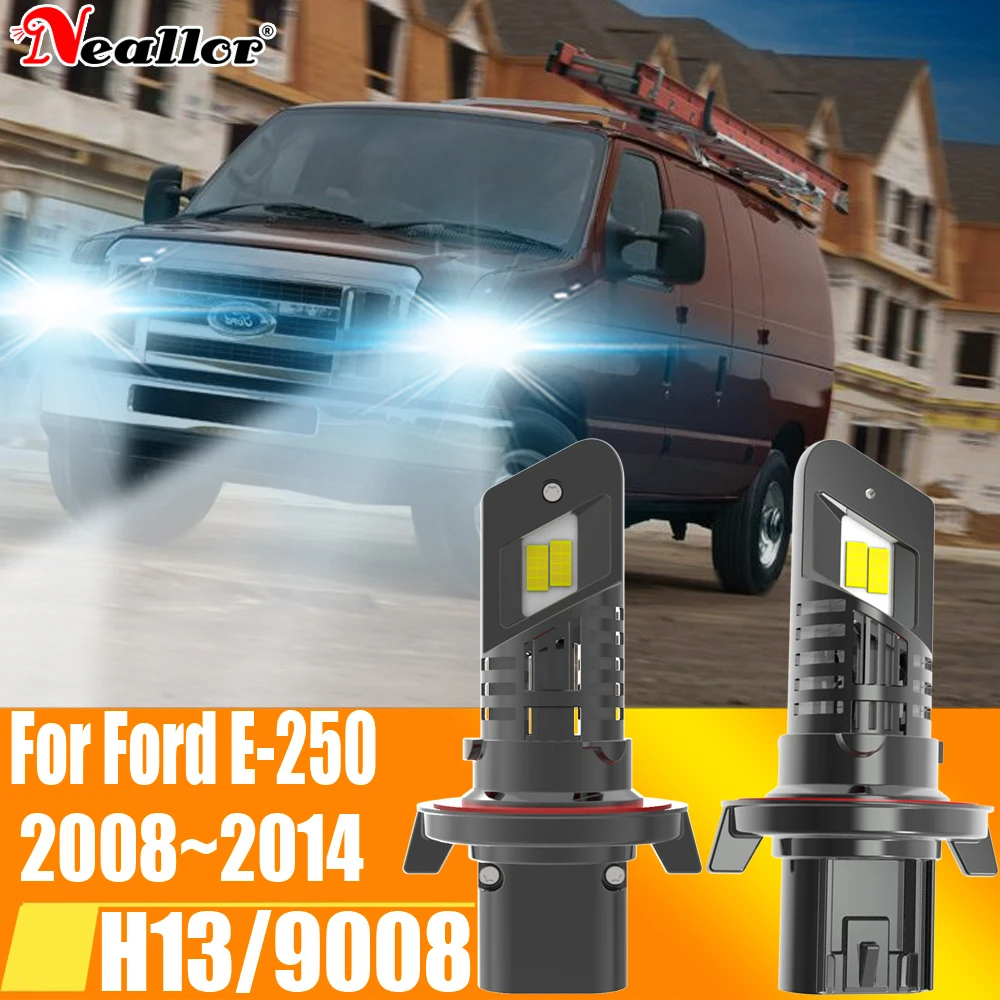 

2pcs H13 9008 Led Headlight Canbus No Error Car Bulb High Power White Fog Light Diode Lamp 12v 55w For Ford E250 E-250 2008~2014