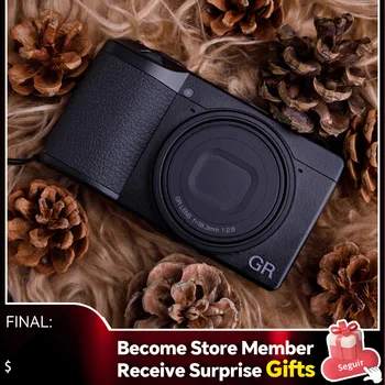 Ricoh GRIII 디지털 컴팩트 휴대용 미니 VLOG 카메라, 터치 스크린 LCD 비교체 렌즈, GR3, 24MP, 28 mm F2.8