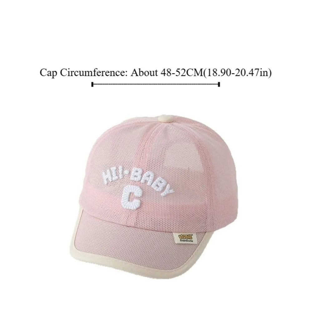 Ins Korean Baby Baseball Cap Letter C Summer Children Peaked Hat Mesh Embroidered Sports Visot Cap 1-6y