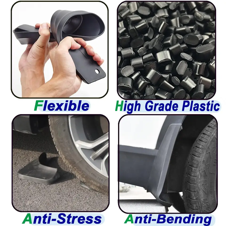 Mud Flaps For KIA K2 Rio 2017-2023 - 4-PC Front & Rear Splash Guards, Heavy Duty ABS, Includes Car Wash Towel - View #14