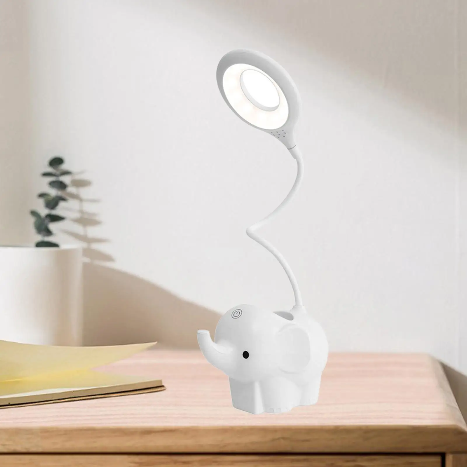 Elephant LED Table Desk Lamp Night Light 3 Stage Dimming w/Phone Holder