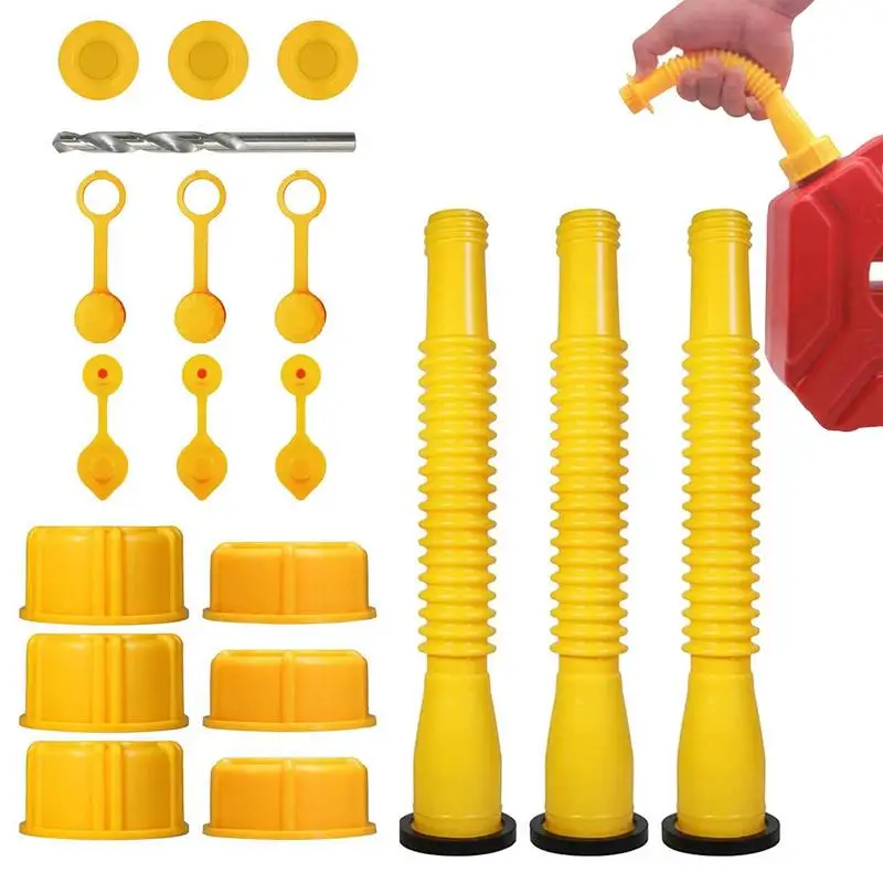 

Air Can Spout Kit Leakproof Bendable 19PCS Part Can Nozzles Yellow Replacement Tank Nozzles With Sealing Ring Rubber Gasket For