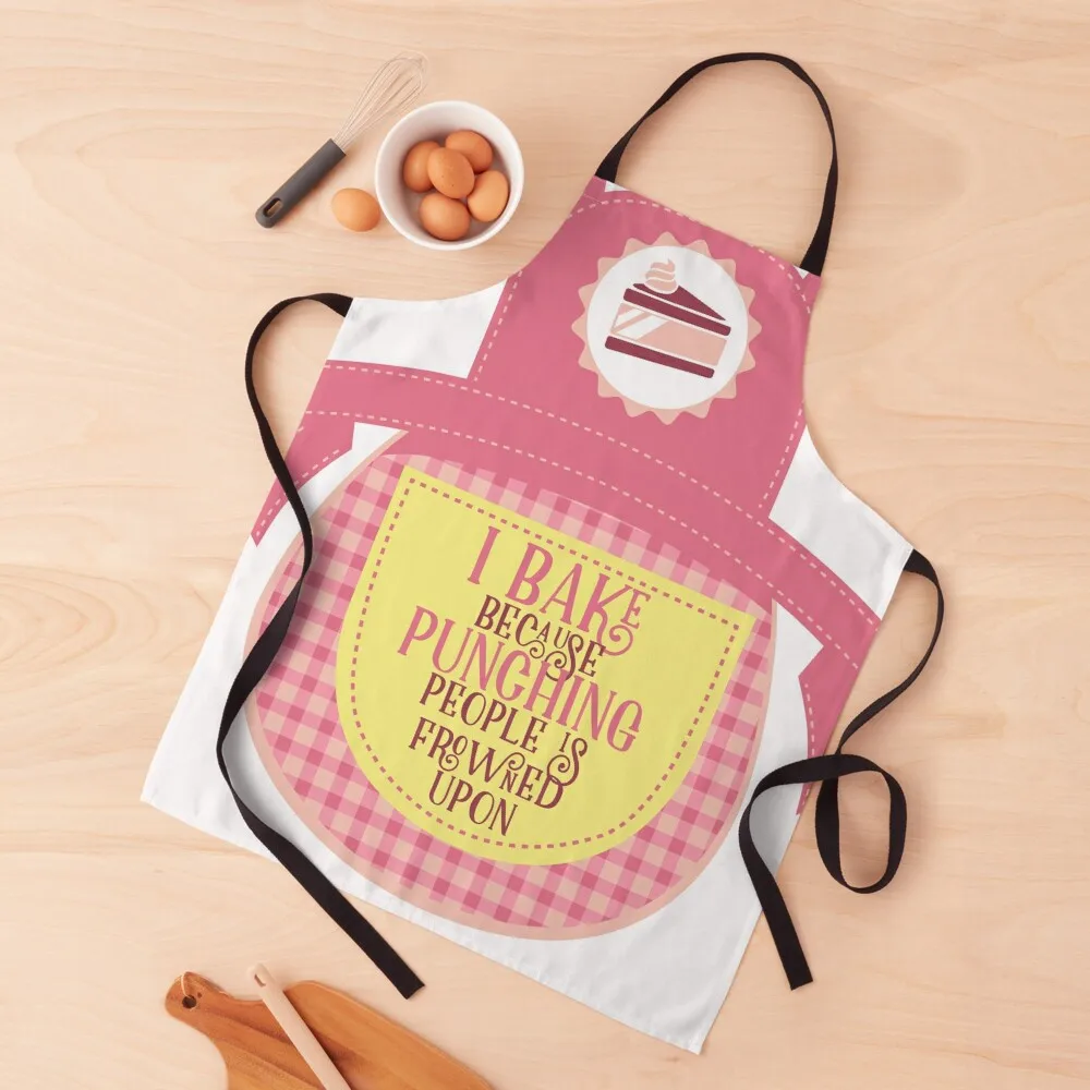 

I bake because punching people is frowned upon Apron Cleaning Products For Home Teacher Salon Apron