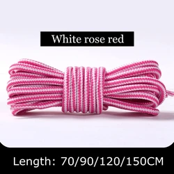 Stylish Double-Color Striped Round Shoelaces for Outdoor and Leisure Activities - Available in 18 Colors (White rose red)