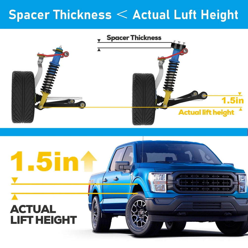 자동차 전면 레벨링 리프트 키트, 고강도 교체 포드 F150 2WD 4WD 링컨 마크 LT 자동차 리프트 키트, 메탈 블랙, 1.5 인치, 2/2 인치