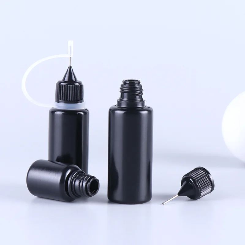 5pcs Squeeze Empty Black PE Dropper Bottles With Needle Caps Plastic Bottle E Liquid Vial  Plastic Container