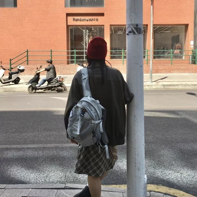 Casual Gauze Trendy Y2k Aesthetic Streetwear Vintage Fashion Backpack Students Schoolbags Leisure Women All Match Rucksacks